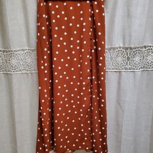 A New Day Burnt Orange Polka dot Maxi Skirt